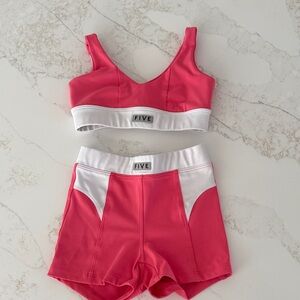 FIVE Pink and White Kids Activewear Set